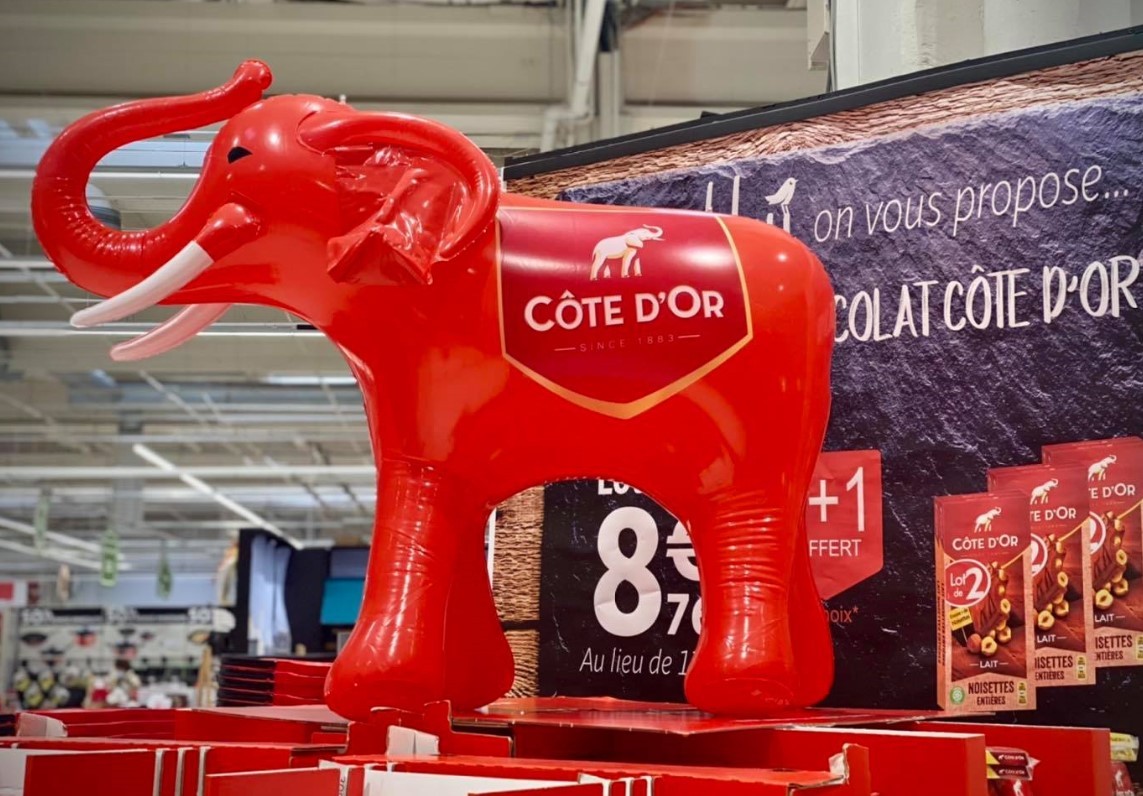 PLV Gonflable - Mascotte Éléphant Rouge Côte d'Or